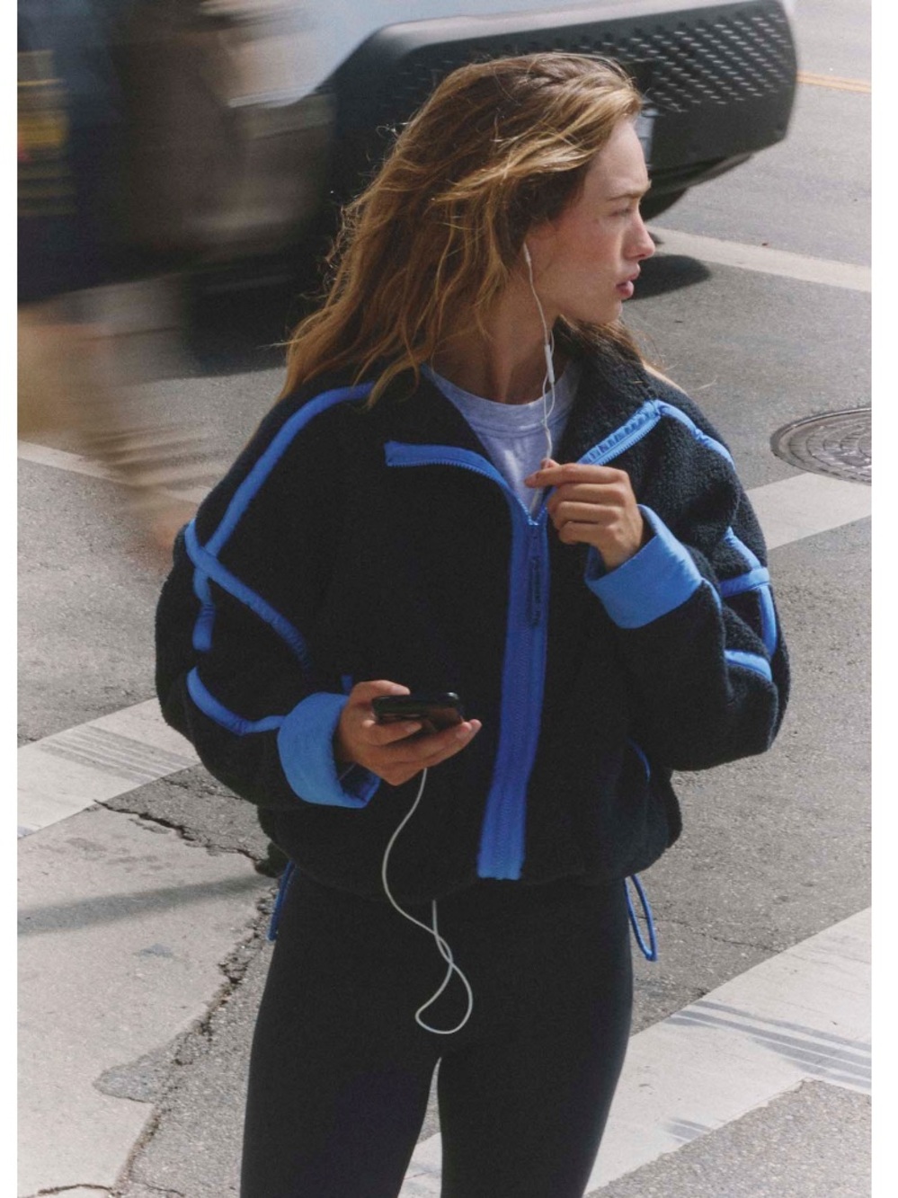 Free people mountain high full zip jacket black blue